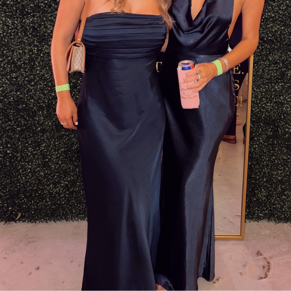 Abercrombie & Fitch Strapless Navy Satin Dress
